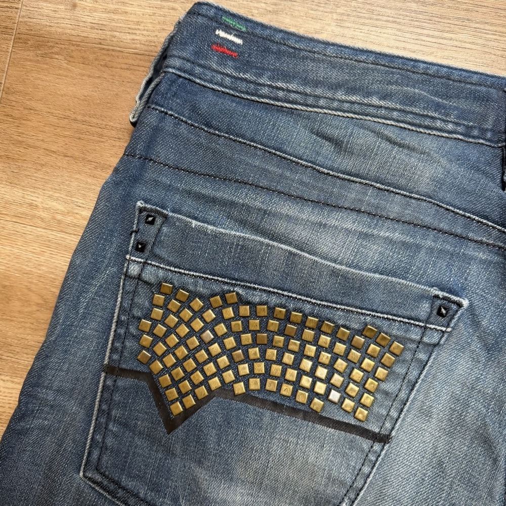 Diesel Timmen Jeans Men 33x30 Blue Straight Leg Stretch Studs Italy Design 008LK - Picture 6 of 16